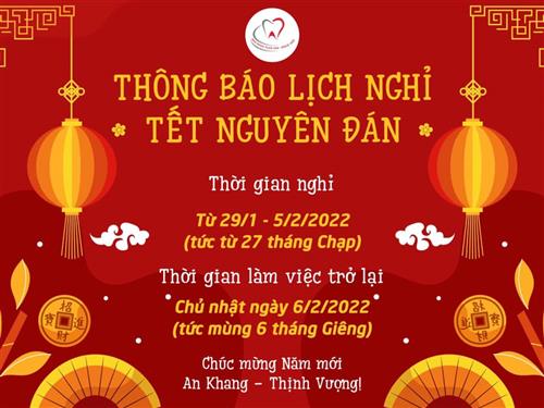 THÔNG BÁO NGHỈ TẾT NGUYÊN ĐÁN 2022